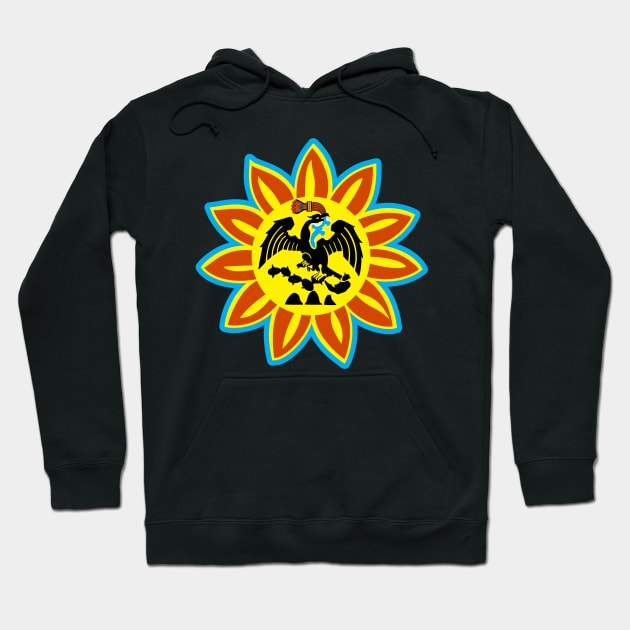 Mexica Flag Aztec Eagle Snake Sun - Original Mexican Flag Hoodie by Sixth Cycle